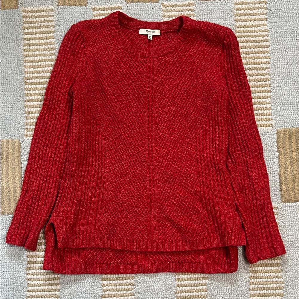 Madewell Vibrant Red Crew Neck Sweater, Holiday